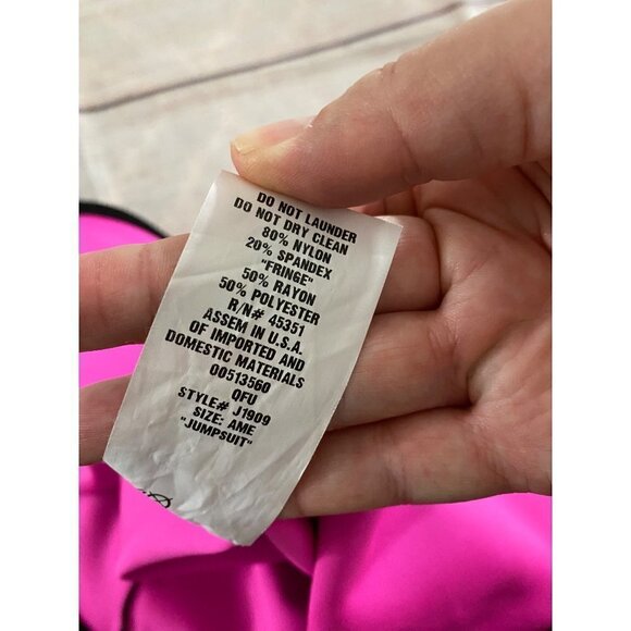 Curtain Call Women's Pink & Black Tassled Dance Jumpsuit - AME - Picture 9 of 13